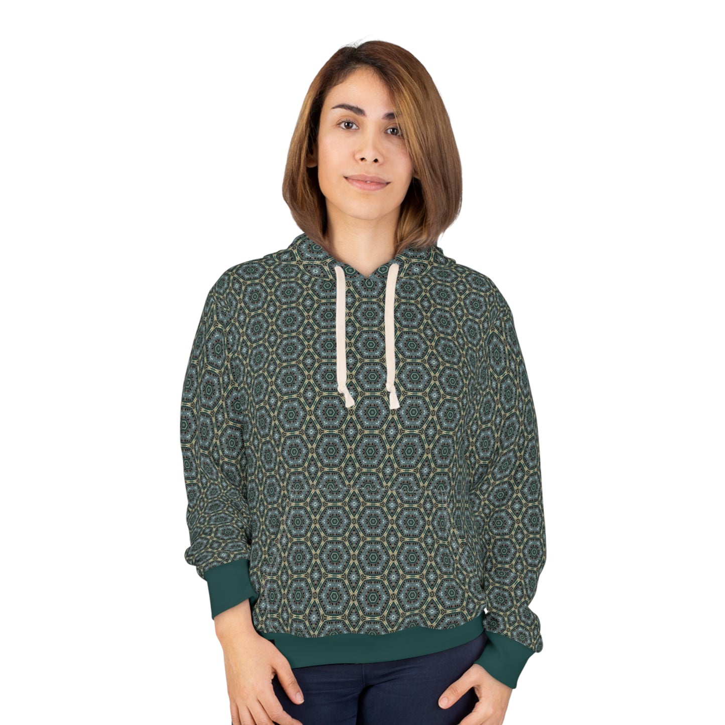 8404 Unisex Adult "green Outer Core" Fashion Pullover Hoodie