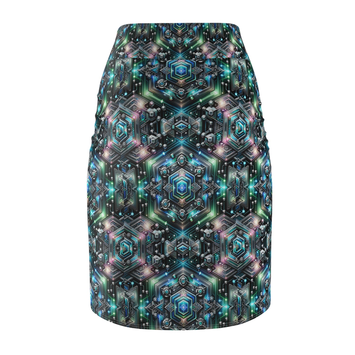 Tech-Infused Futurism Futuristic Tech Women's Pencil Skirt - 8404 Design-63