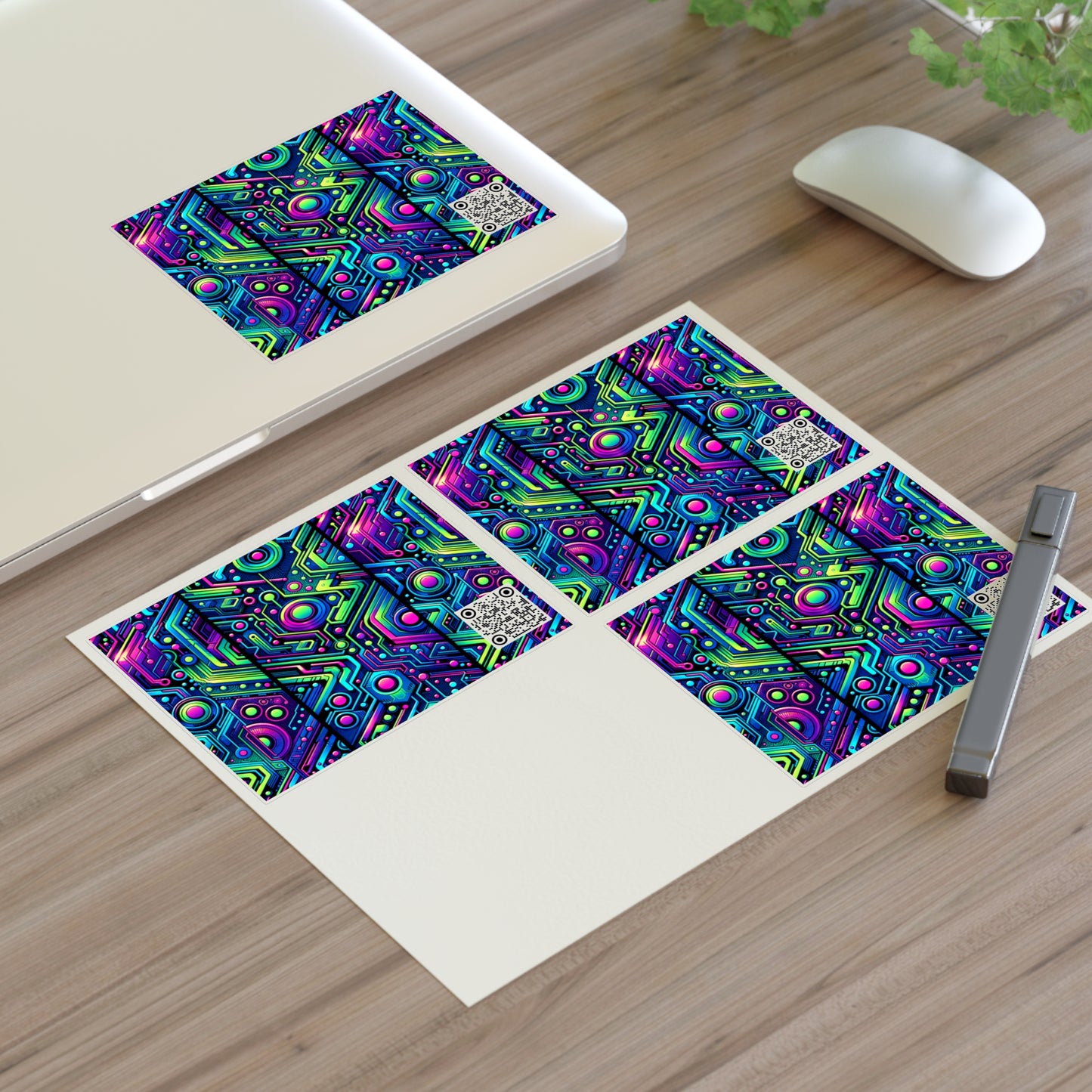 Tech-Infused Neon Tech-Forward Streetwear Sticker Sheets - 8404 Design-44