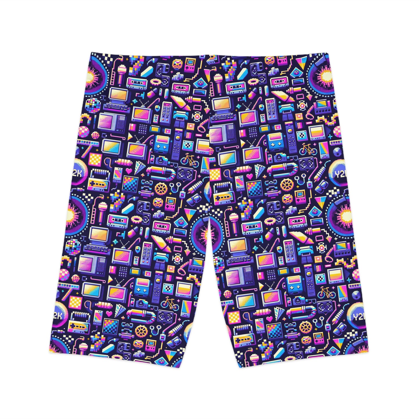 Digital Nostalgia Modern Retro Fusion Women's Bike Shorts - 8404 Design-64