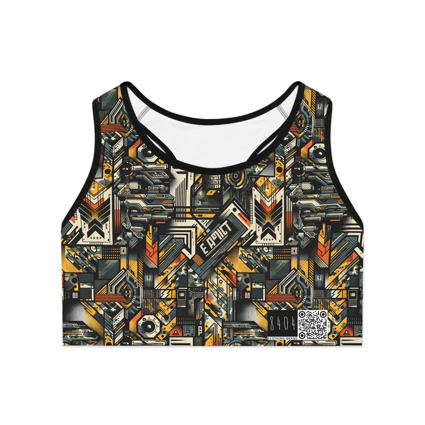 Digital Punk Futuristic Grunge Sports Bra - 8404 Design-49