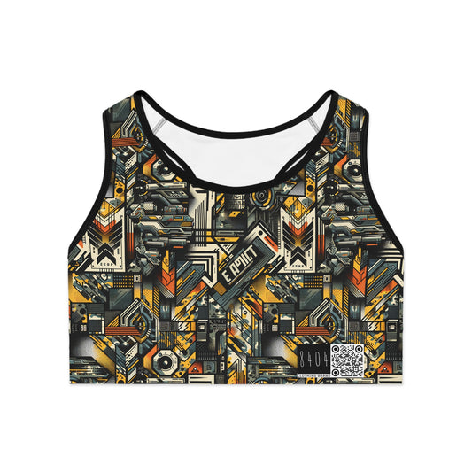Digital Punk Futuristic Grunge Sports Bra - 8404 Design-49