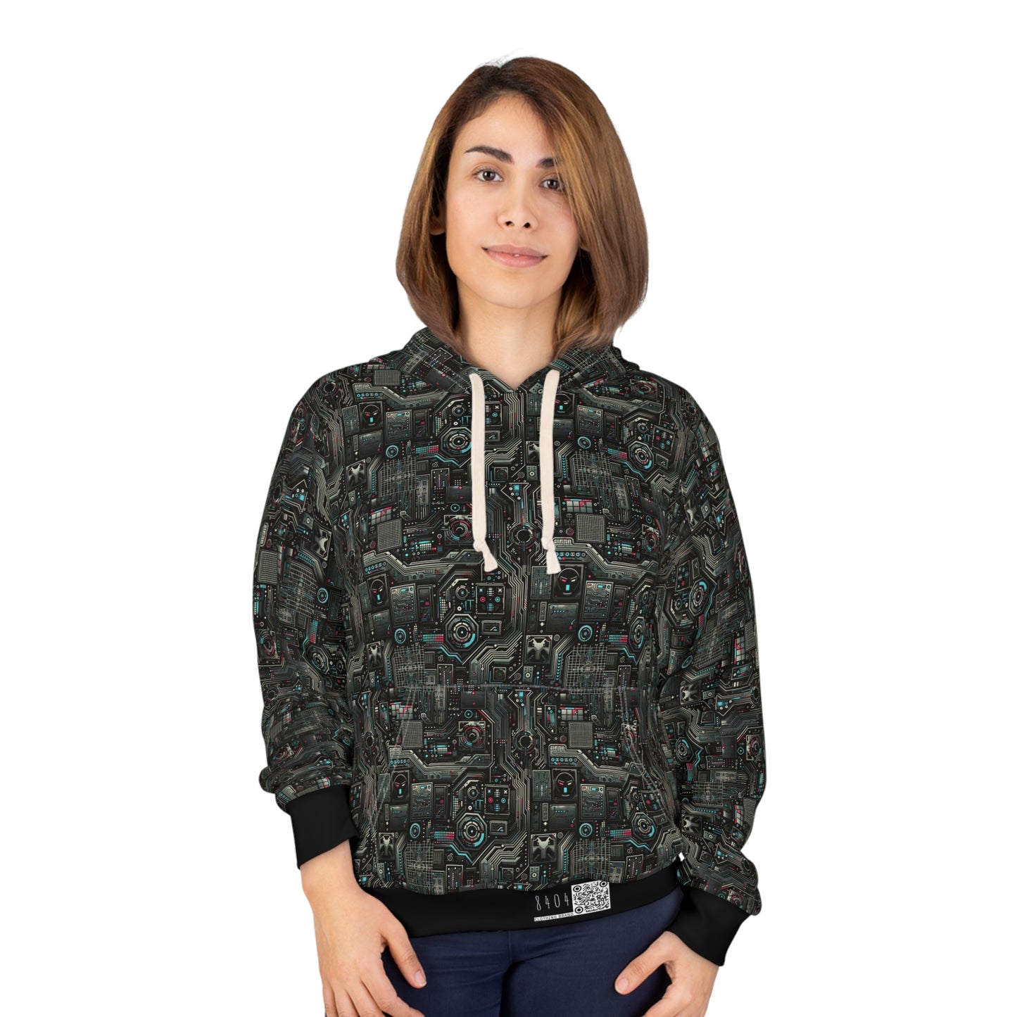 Tech Noir Aesthetics Sleek Tech Streetwear Pullover Hoodie - 8404 Design-52
