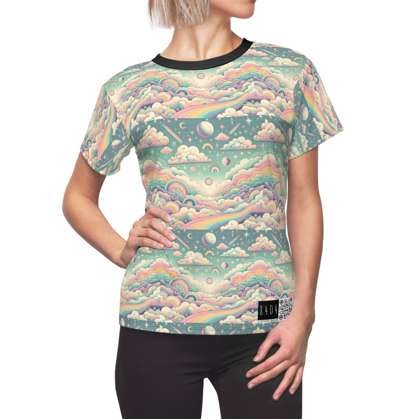 Digital Dreamland Whimsical and Nostalgic Streetwear With a Digital Twist Women's Cut & Sew Tee - 8404 Design-65