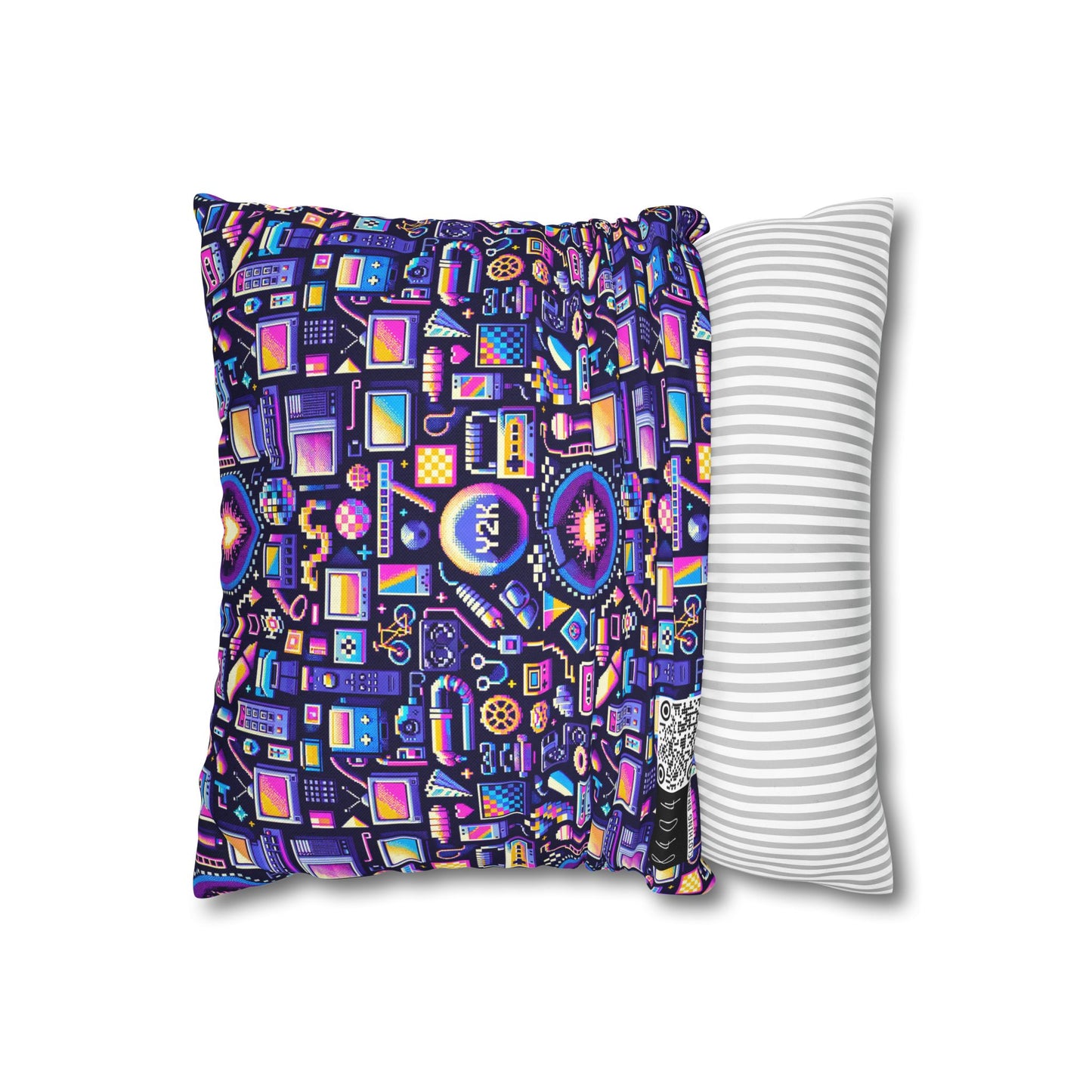 Digital Nostalgia Modern Retro Fusion Spun Polyester Square Pillowcase - 8404 Design-64