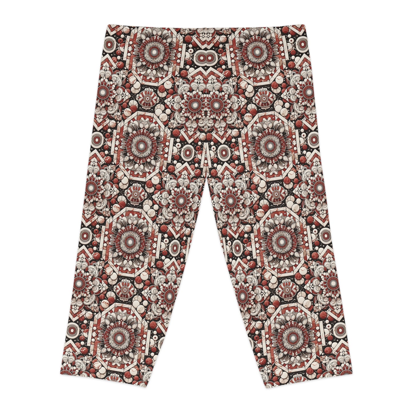 Neo Jomon Sculptural Aesthetics Artisanal Streetwear Women's Capri Leggings - 8404 Design-55