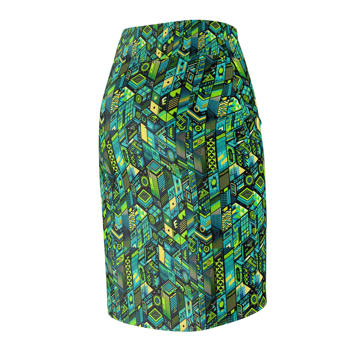 Tech-Infused Neon Tech-Forward Streetwear Women's Pencil Skirt - 8404 Design-61