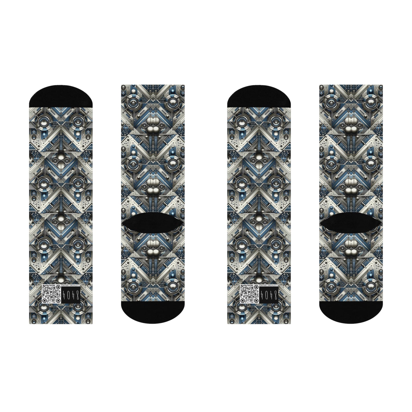 Tech Utility Fusion Tech-Forward Utility With a Futuristic Edge Cushioned Crew Socks - 8404 Design-63