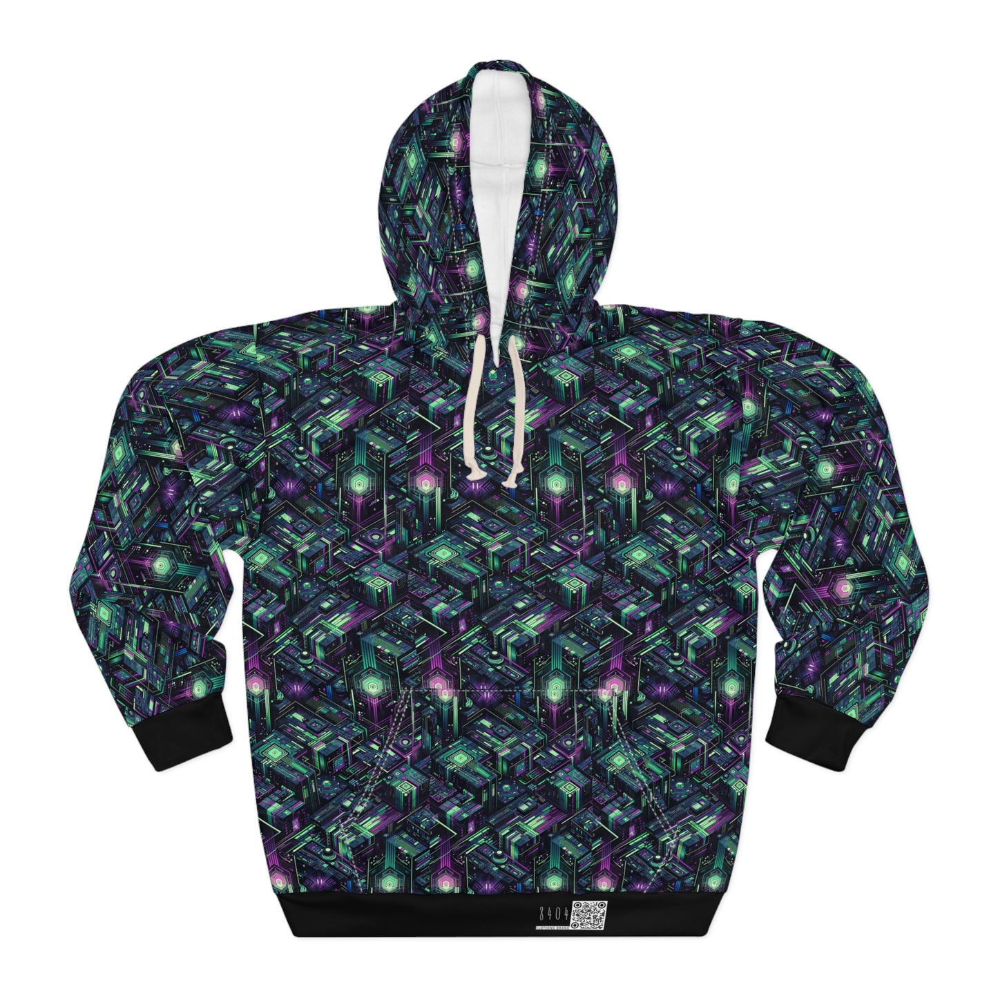 Tech Noir Aesthetics Tech-Forward Urban Dystopia Pullover Hoodie - 8404 Design-43