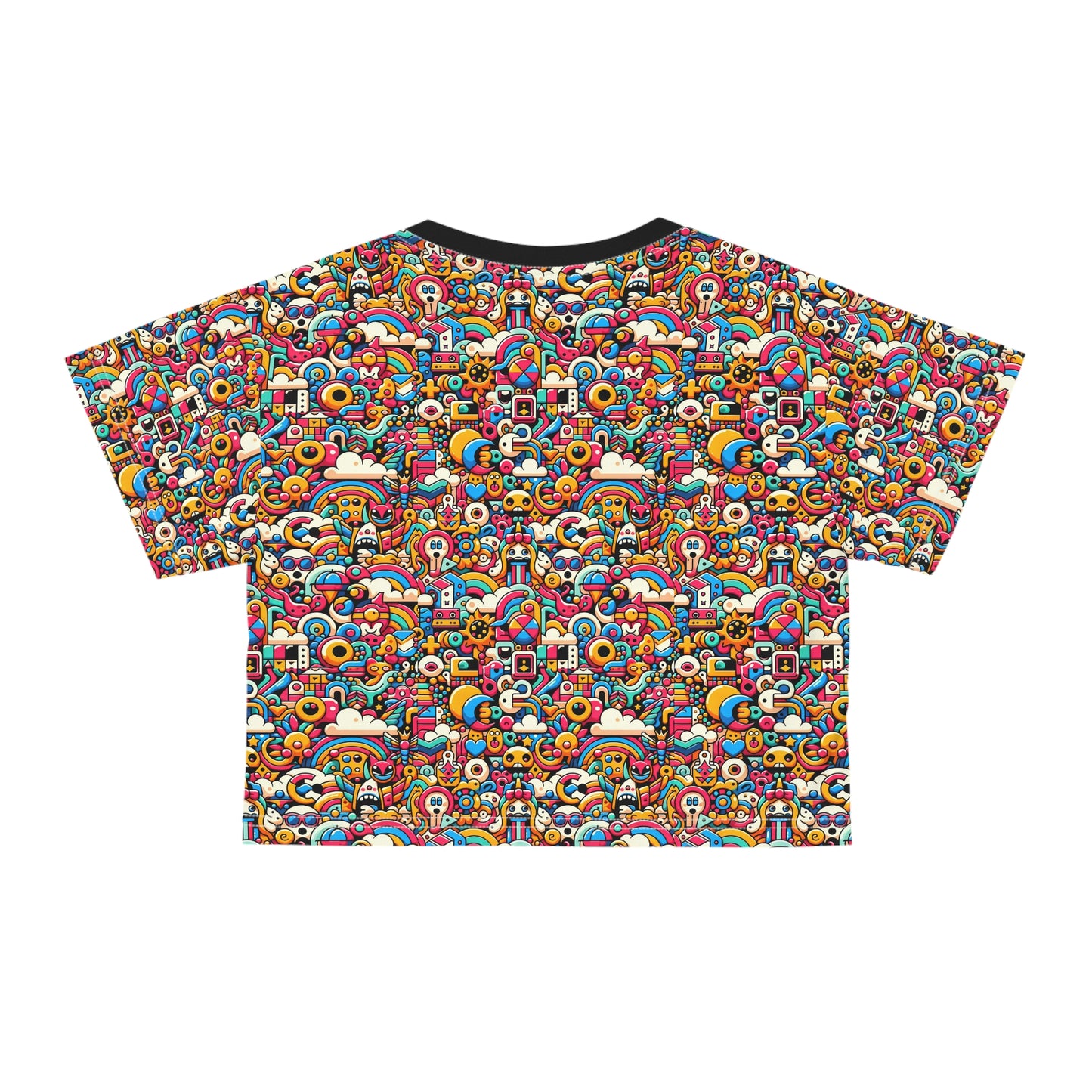 Neon Pop Playful Pop Culture Mashup Crop Tee - 8404 Design-62