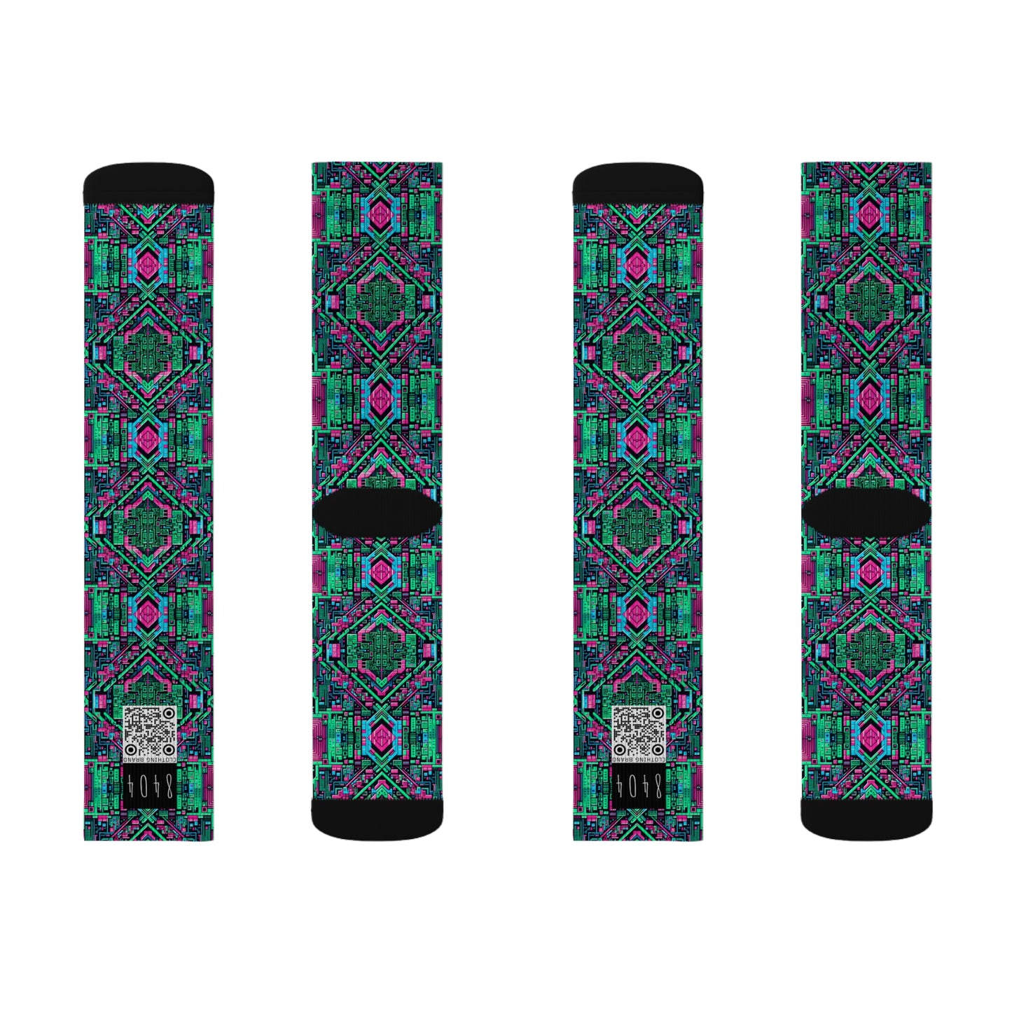 Digital Glitch Vibes Tech-Inspired Streetwear Sublimation Socks - 8404 Design-71