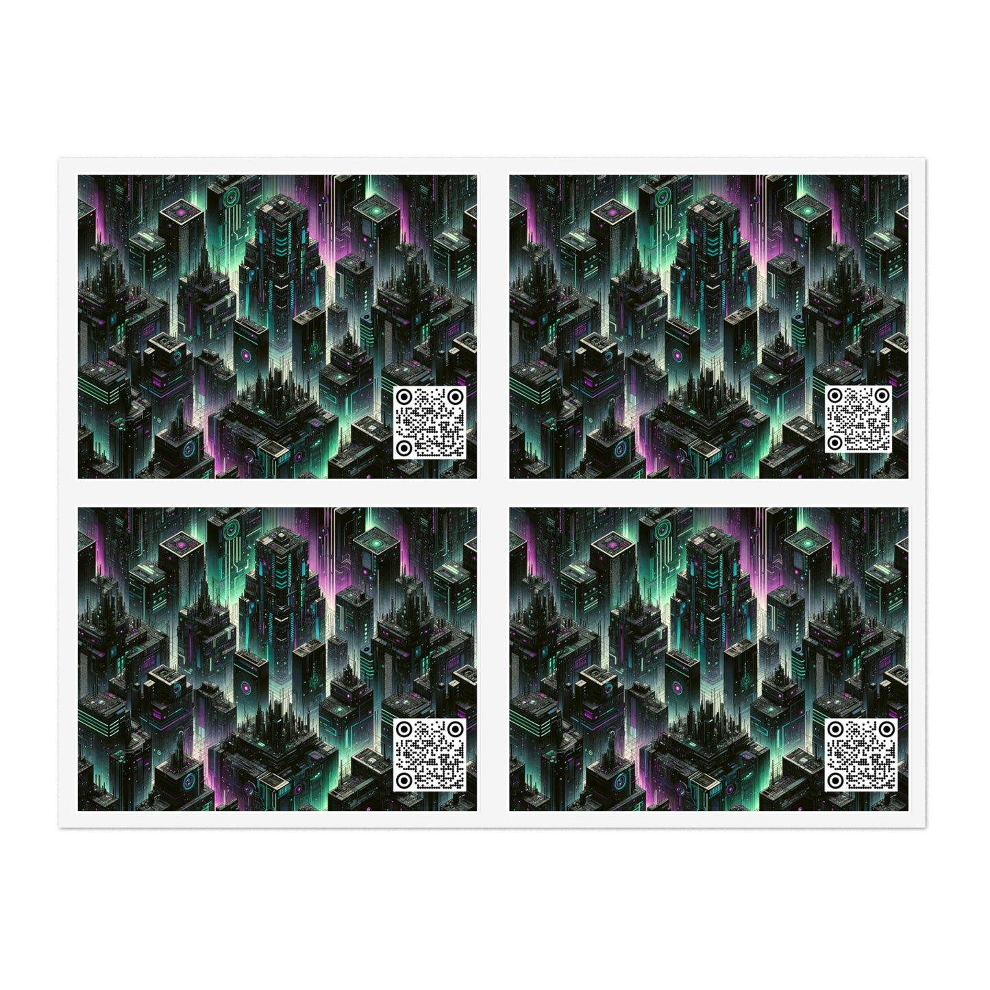 Tech Noir Aesthetics Tech-Forward Urban Dystopia Sticker Sheets - 8404 Design-44