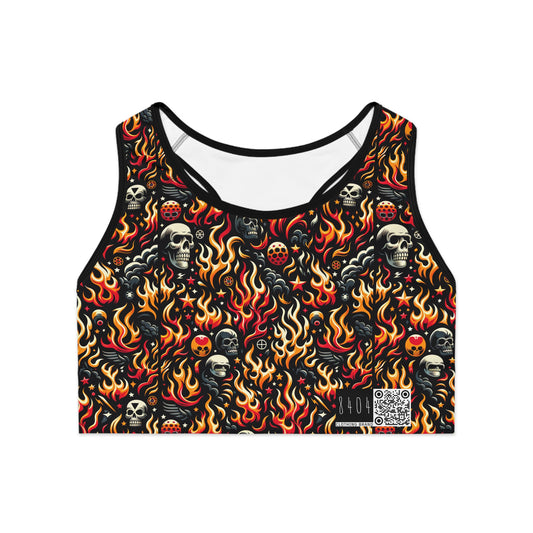 Flame Graphics Maximalist Streetwear Sports Bra - 8404 Design-76