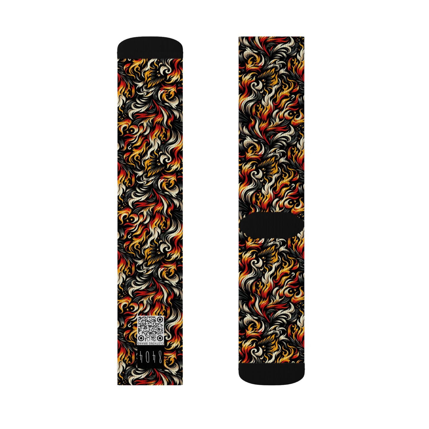 Fire & Flames Bold Streetwear Statement Sublimation Socks - 8404 Design-55