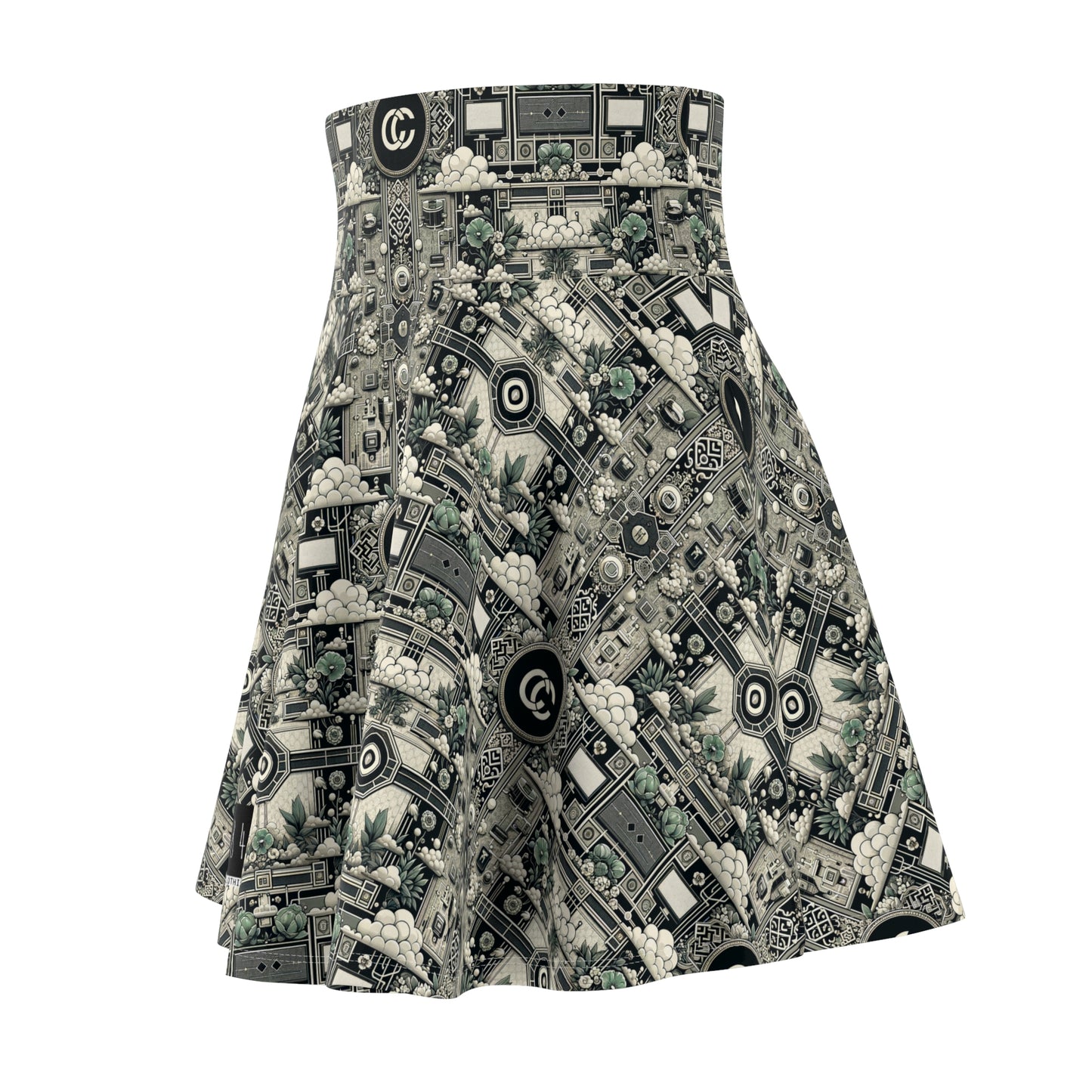 Cyber Garden Party Tech Garden Extravaganza Women's Skater Skirt - 8404 Design-54