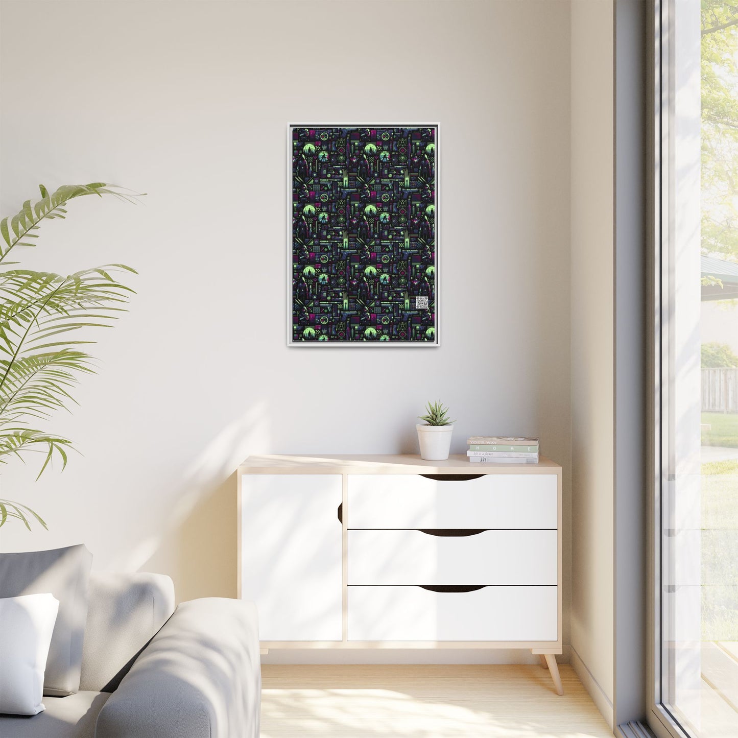 Tech Noir Futuristic Cyberpunk Matte Canvas, Framed (multi-Color) - 8404 Design-63 A