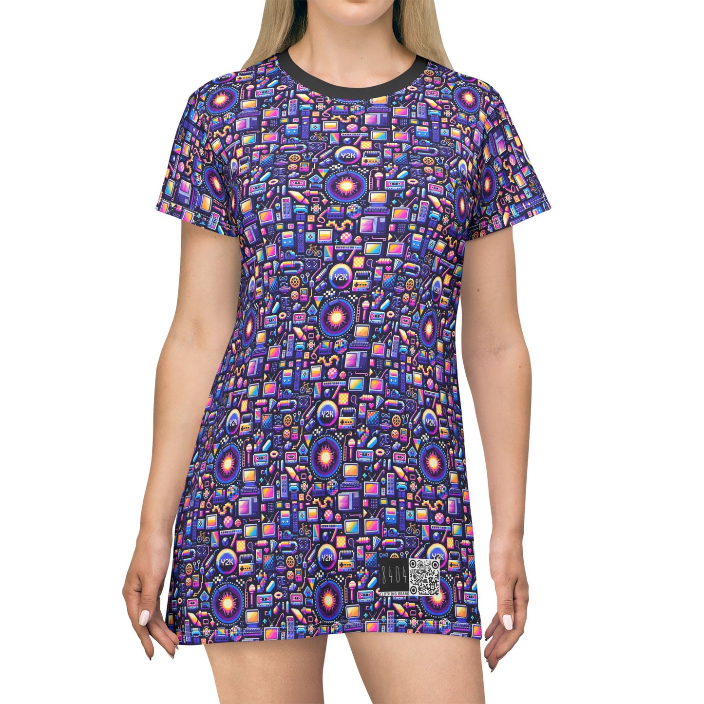 Digital Nostalgia Modern Retro Fusion T-Shirt Dress - 8404 Design-64