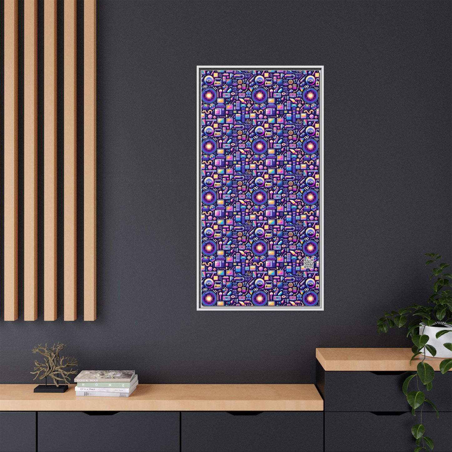Digital Nostalgia Modern Retro Fusion Matte Canvas, Framed (multi-Color) - 8404 Design-64 B