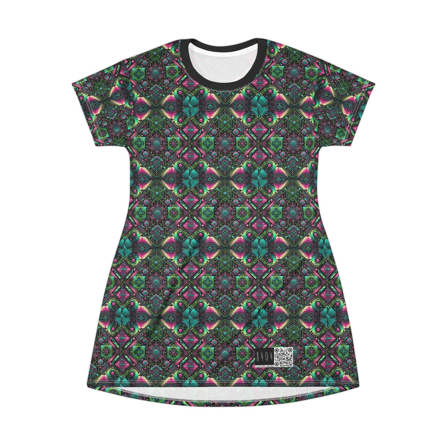 Tech-Infused Graphics Tech-Forward Streetwear T-Shirt Dress - 8404 Design-45