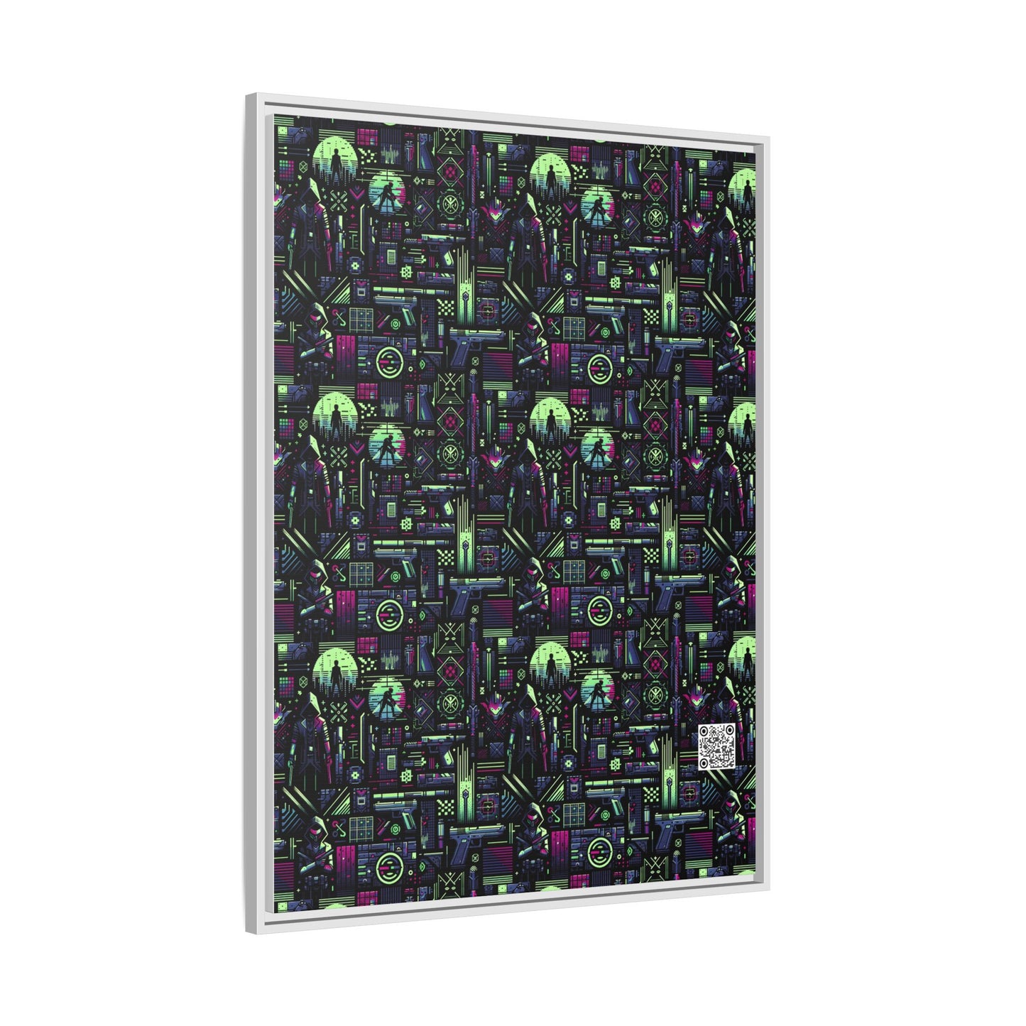 Tech Noir Futuristic Cyberpunk Matte Canvas, Framed (multi-Color) - 8404 Design-63 A