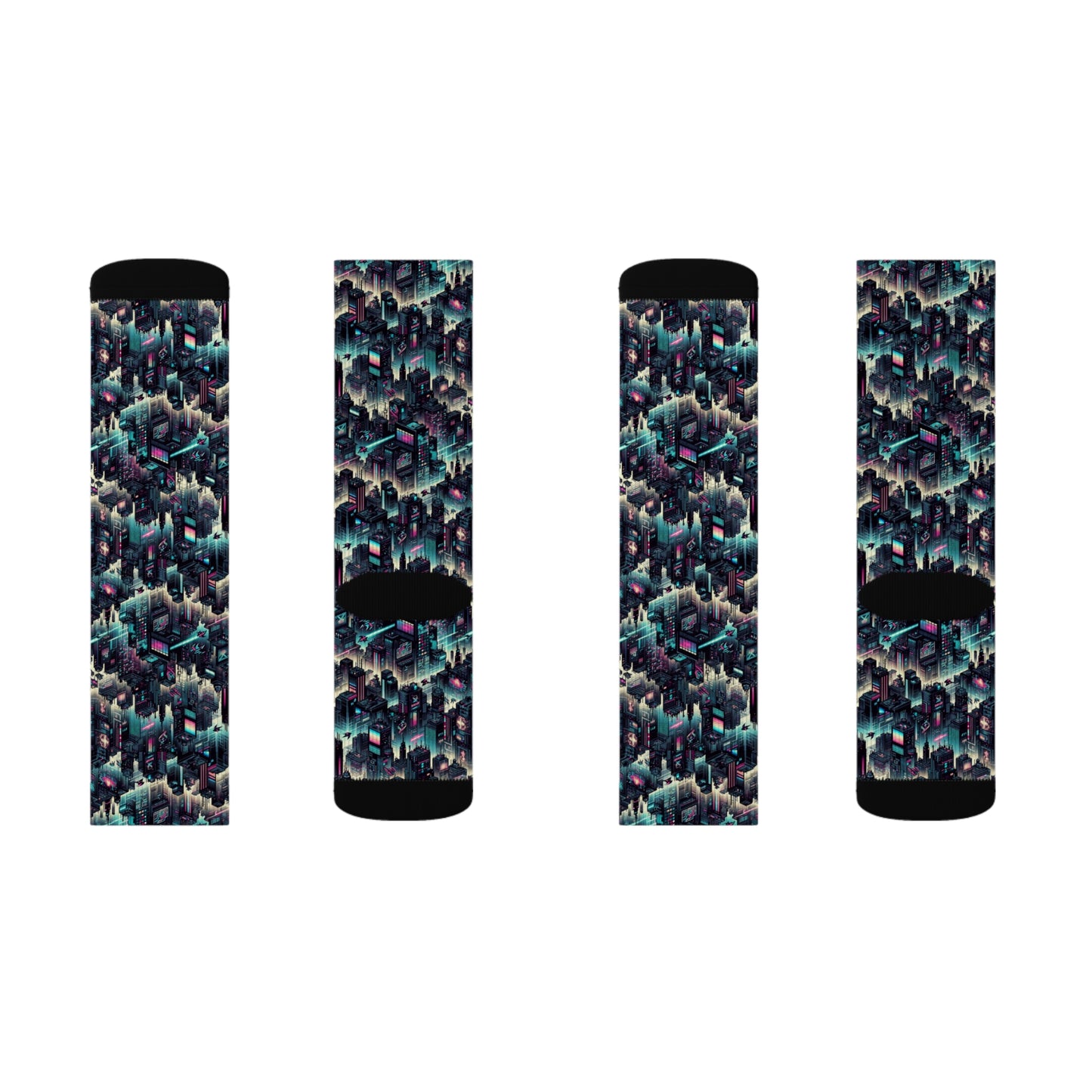 Digital Rebellion Tech-Inspired Streetwear Sublimation Socks - 8404 Design-51