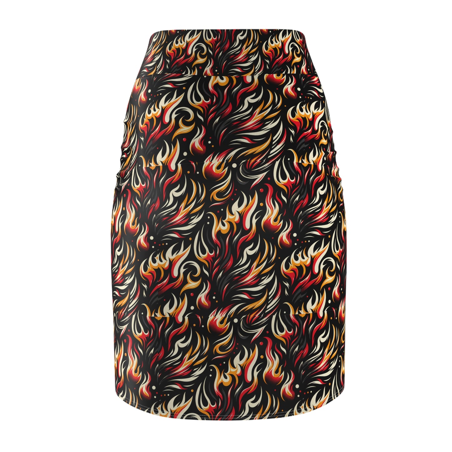 Fire & Flames Bold Streetwear Statement Women's Pencil Skirt - 8404 Design-60