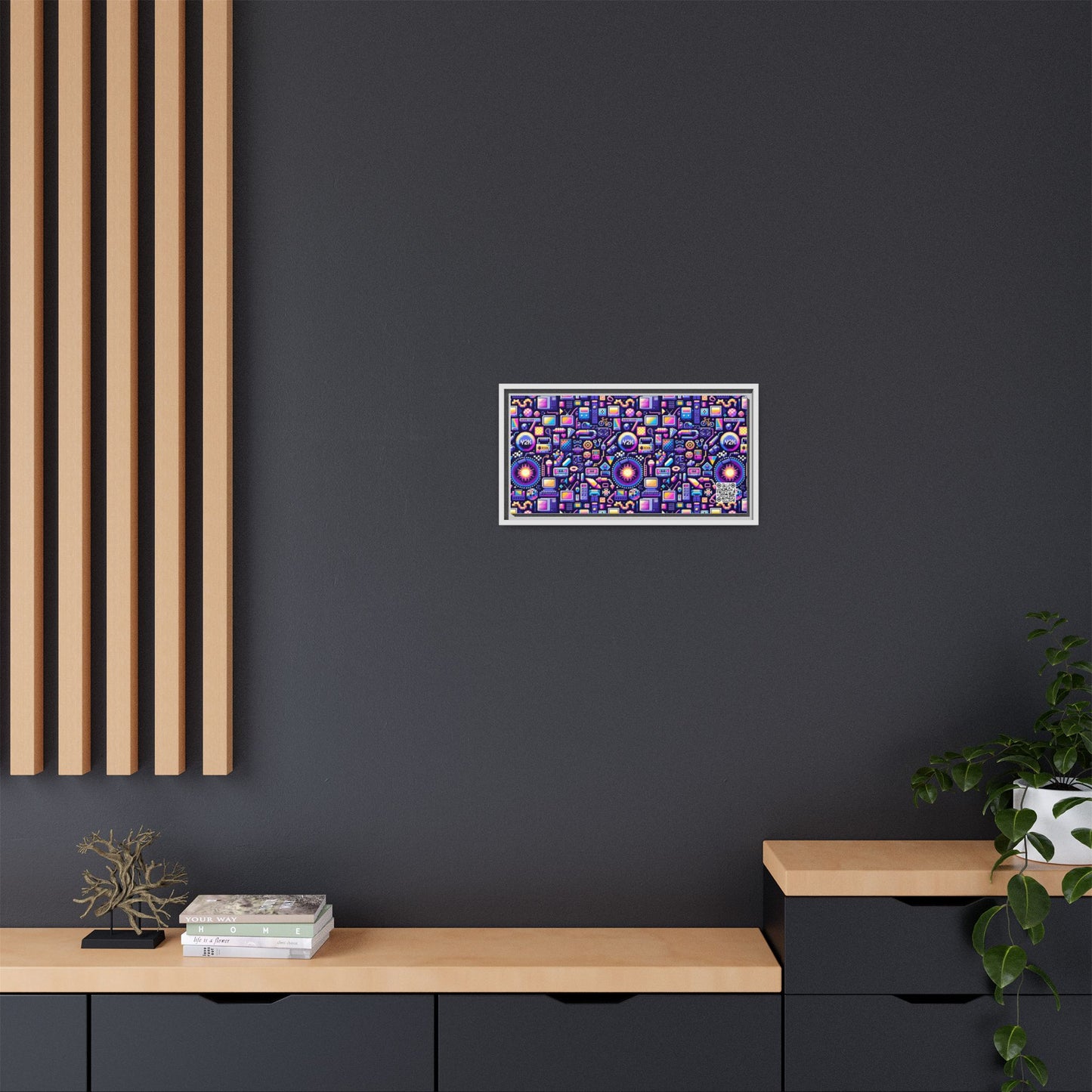 Digital Nostalgia Modern Retro Fusion Matte Canvas, Framed (multi-Color) - 8404 Design-64 B