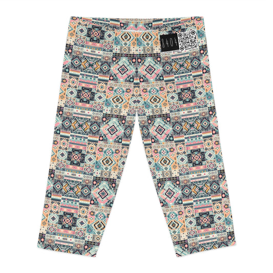 Digital Artisanal Fusion Digital Artisanal Women's Capri Leggings - 8404 Design-55