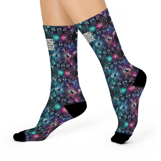 Galactic Hues Tech-Forward Cosmic Fusion Cushioned Crew Socks - 8404 Design-59