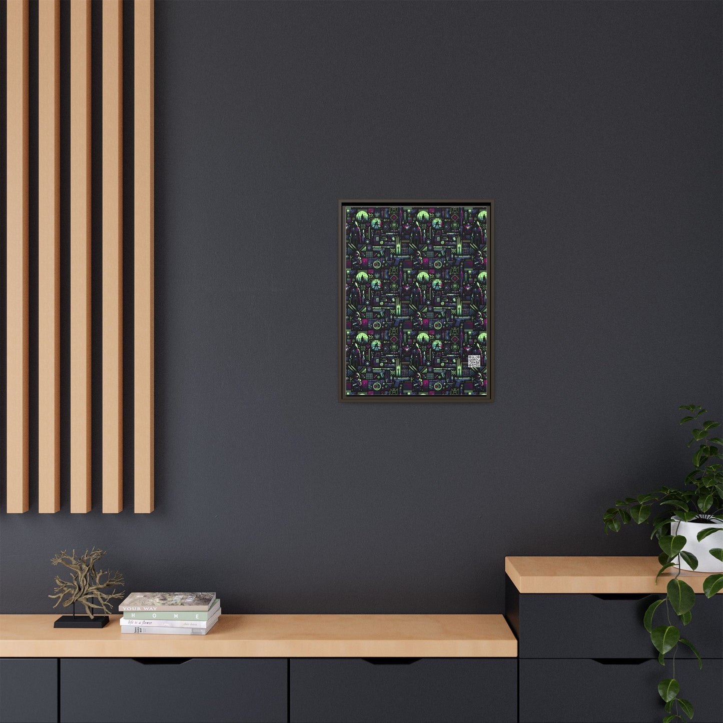 Tech Noir Futuristic Cyberpunk Matte Canvas, Framed (multi-Color) - 8404 Design-63 A