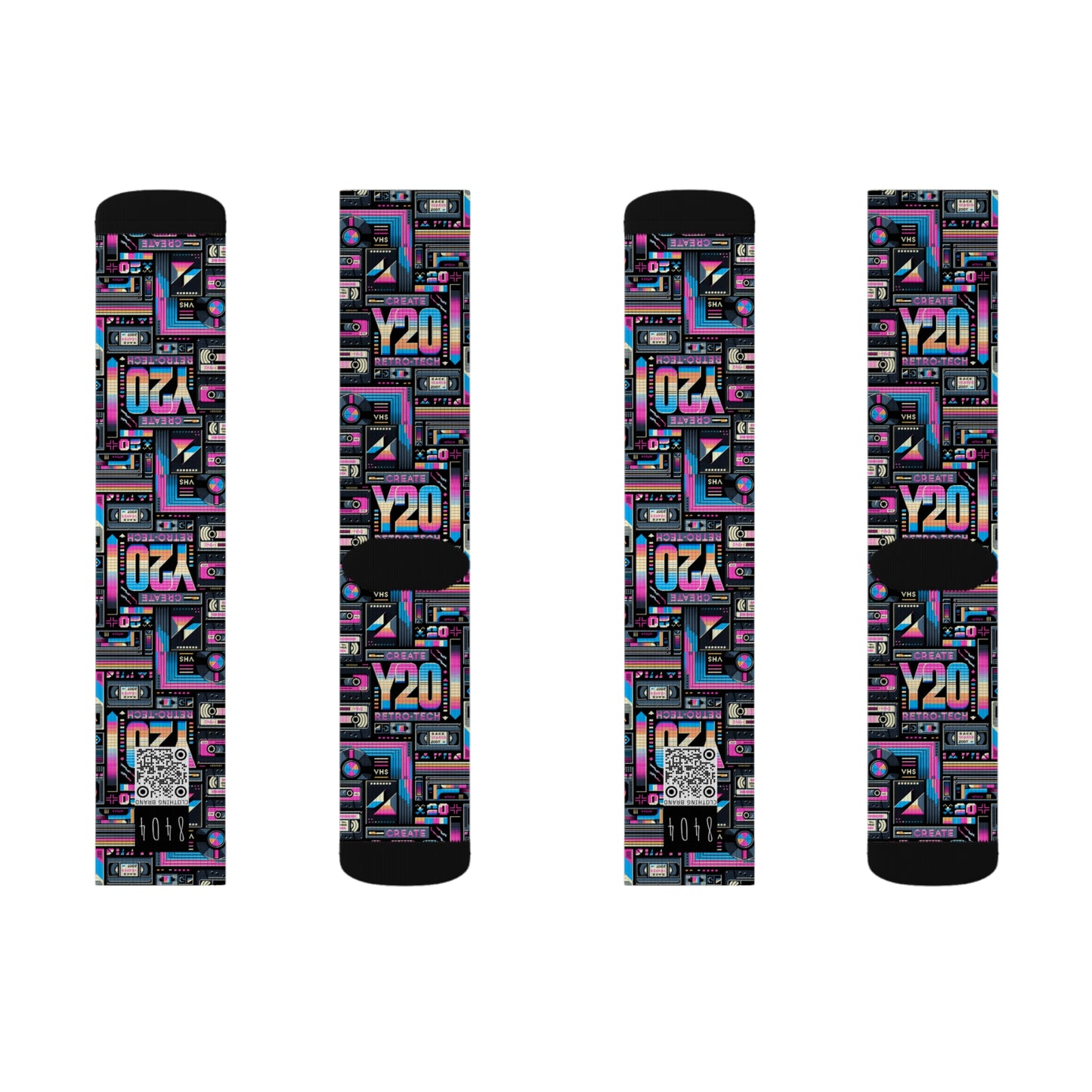 Digital Nostalgia Tech-Inspired Retro Fusion Sublimation Socks - 8404 Design-65