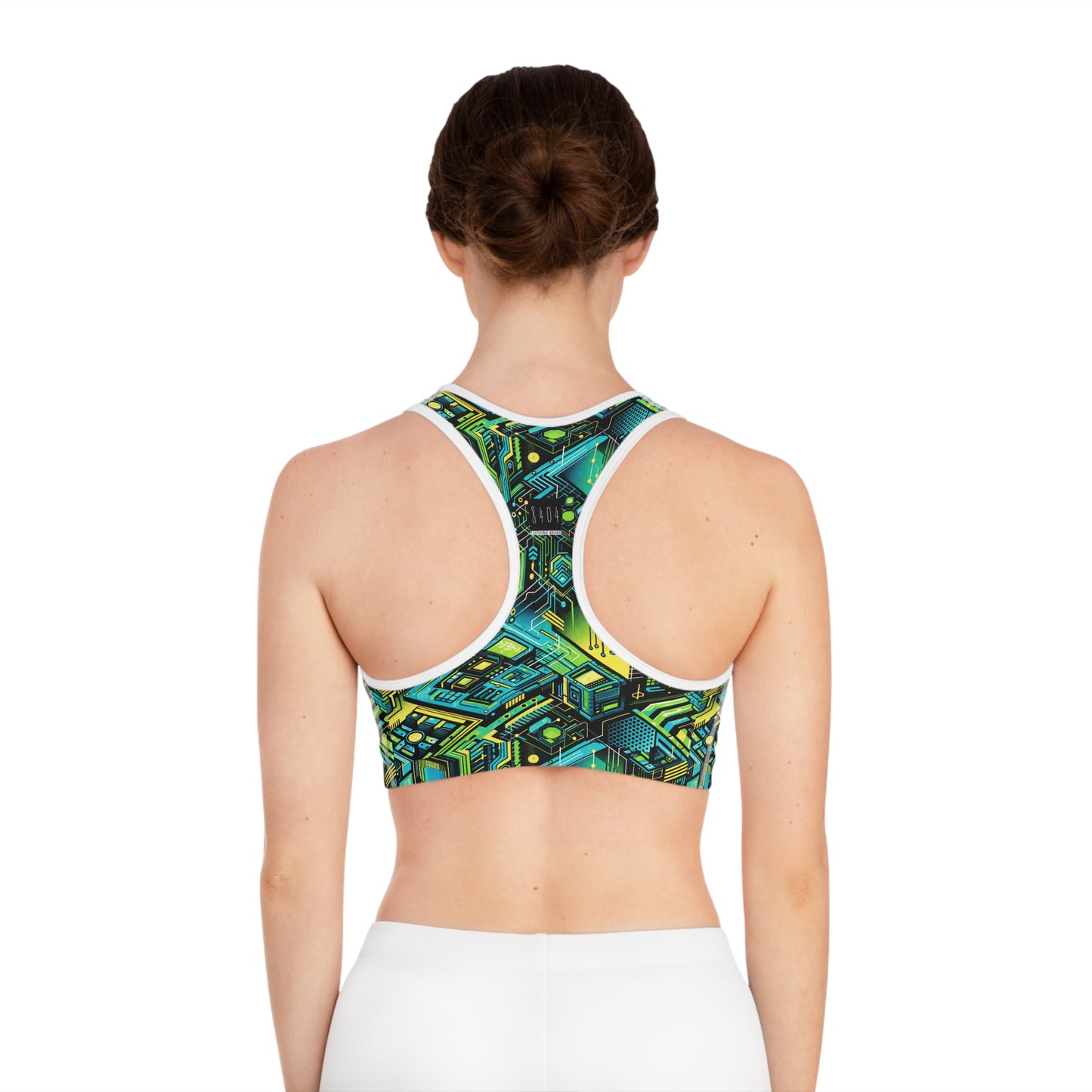 Tech-Infused Neon Tech-Forward Streetwear Sports Bra - 8404 Design-38