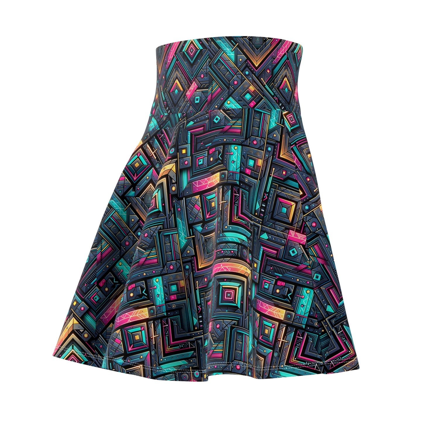 Tech-Inspired Graphics Cyberpunk Cool Women's Skater Skirt - 8404 Design-67