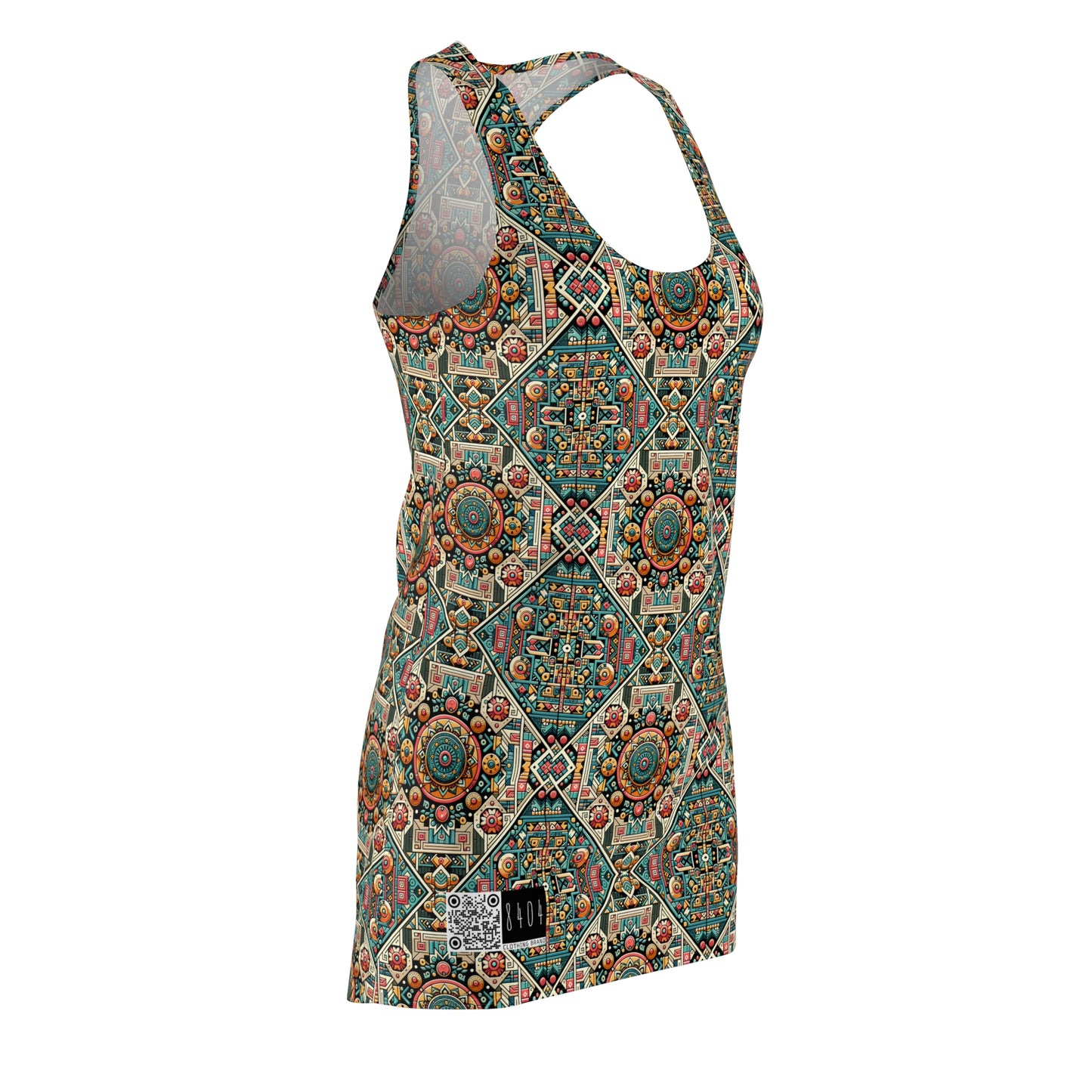Cultural Fusion Tech Blend of Cultural Heritage With Tech-Inspired Elements Women's Cut & Sew Racerback Dress - 8404 Design-74