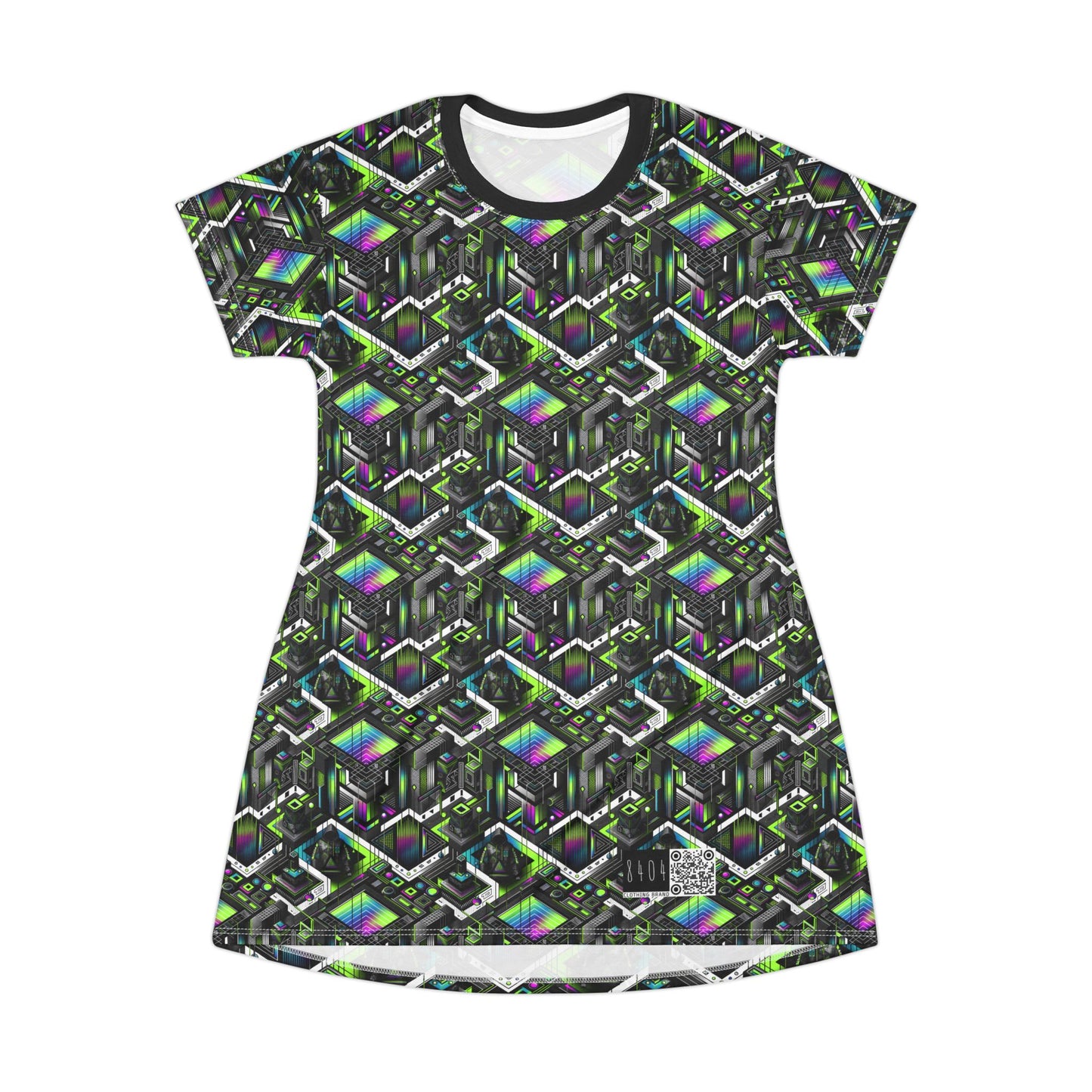 Retro Futurism Graphics Tech-Forward Streetwear T-Shirt Dress - 8404 Design-52