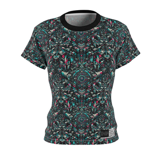 Digital Rebellion Tech-Inspired Streetwear Women's Cut & Sew Tee - 8404 Design-54
