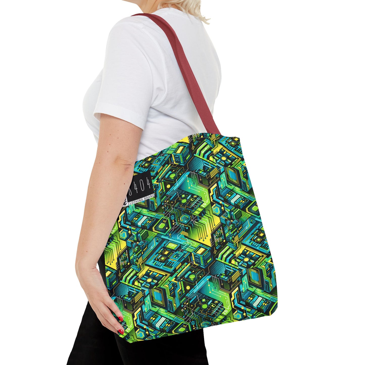 Tech-Infused Neon Tech-Forward Streetwear Tote Bag - 8404 Design-38