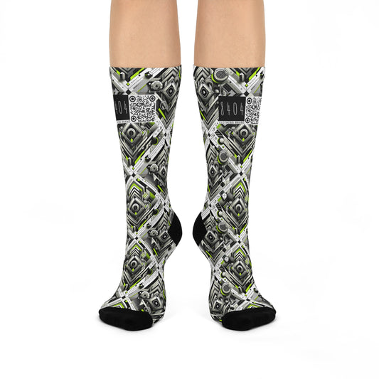 Elevated Sporty Tech Tech-Forward Streetwear Cushioned Crew Socks - 8404 Design-70