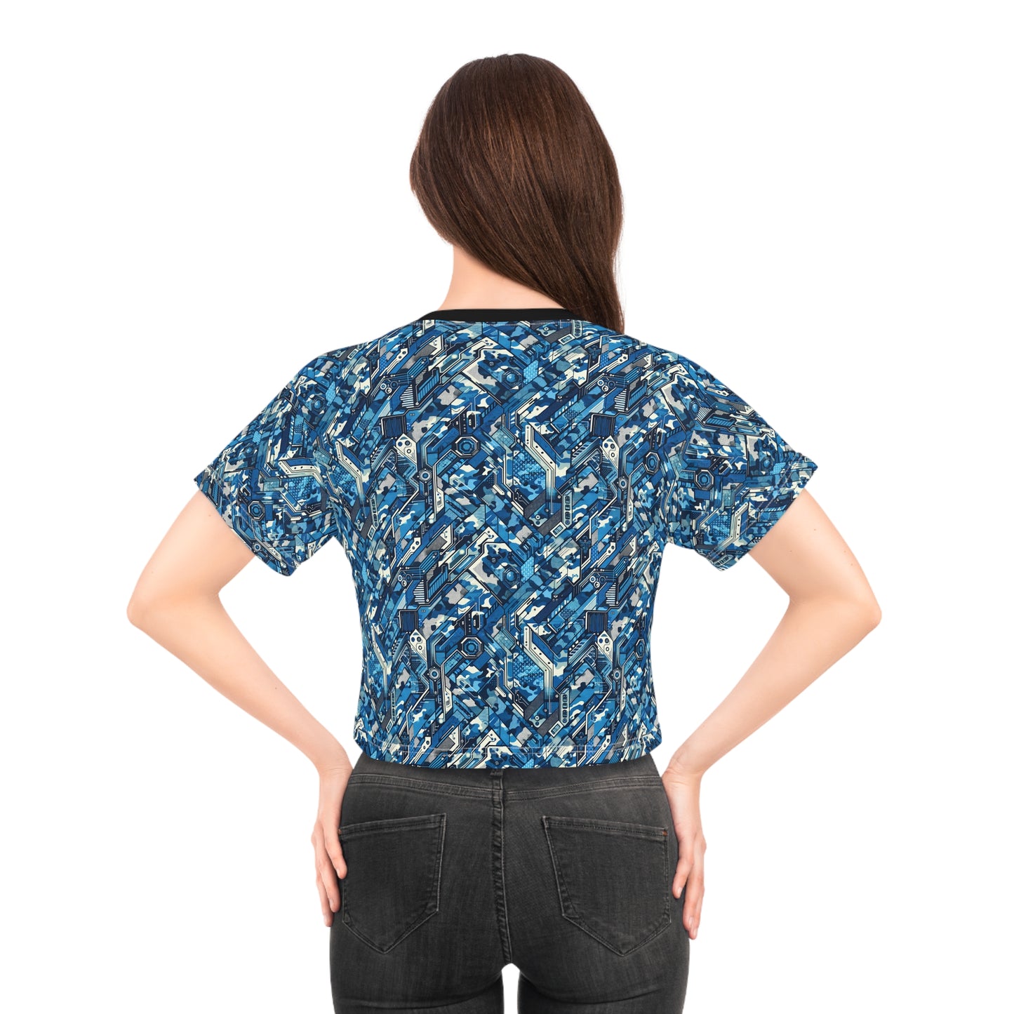 Tech Urban Camo Tech-Forward Streetwear With a Futuristic Military Edge Crop Tee - 8404 Design-39