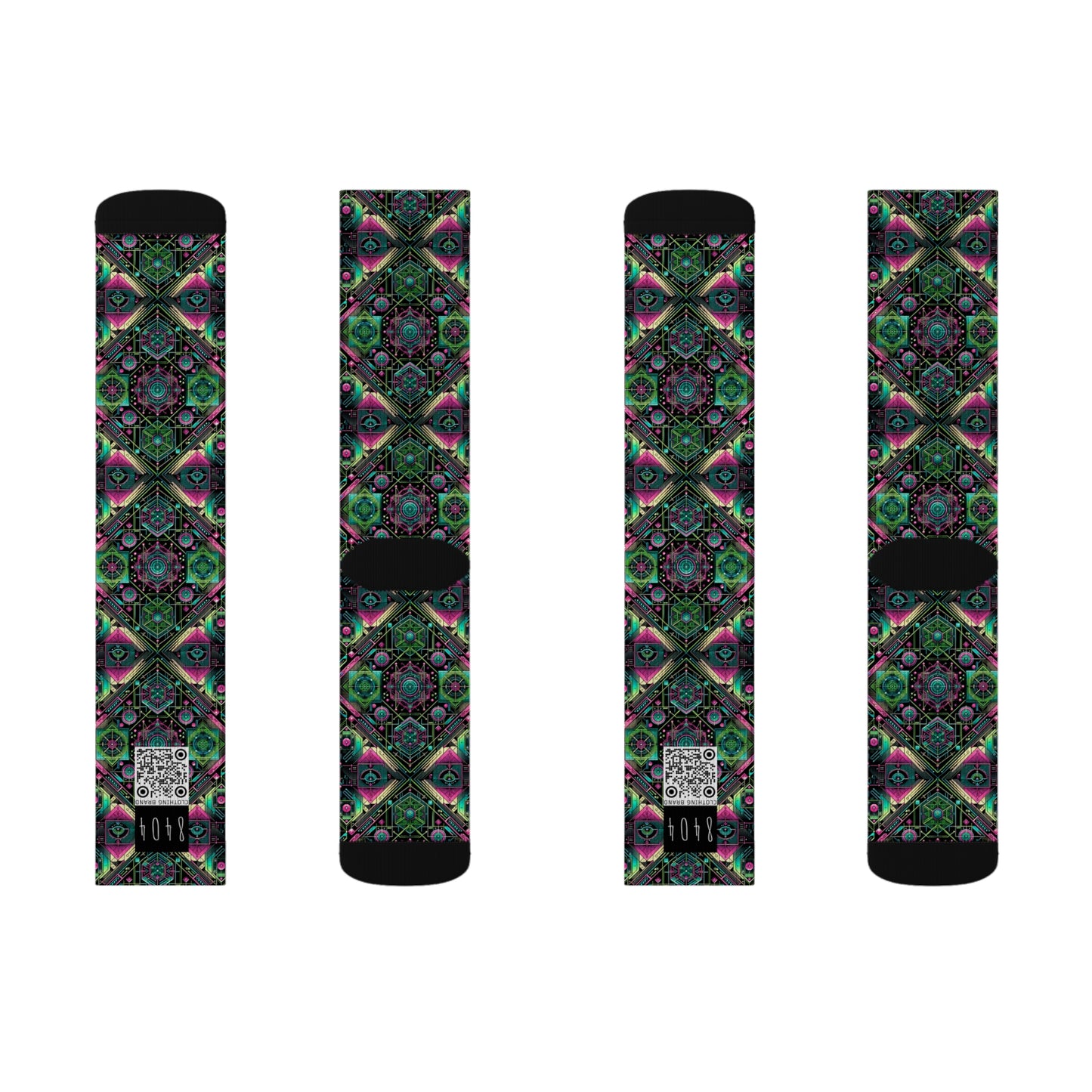 Tech-Infused Graphics Tech-Forward Streetwear Sublimation Socks - 8404 Design-45