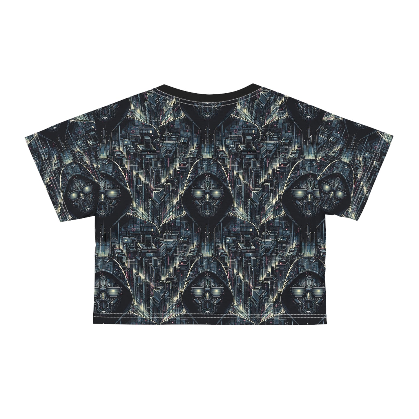Tech Noir Aesthetics Sleek Tech Streetwear Crop Tee - 8404 Design-56