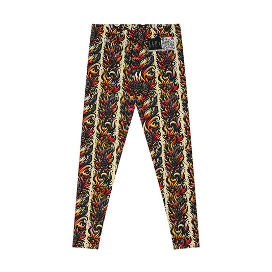 Flame Graphics Maximalist Streetwear Stretch Leggings - 8404 Design-65