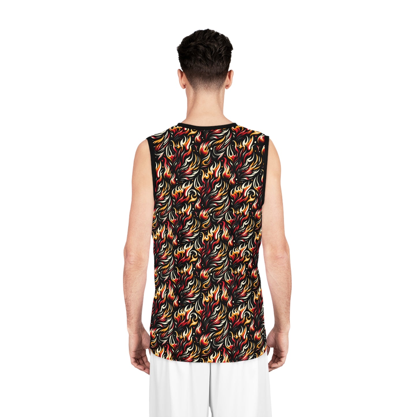 Fire & Flames Bold Streetwear Statement Basketball Jersey - 8404 Design-60