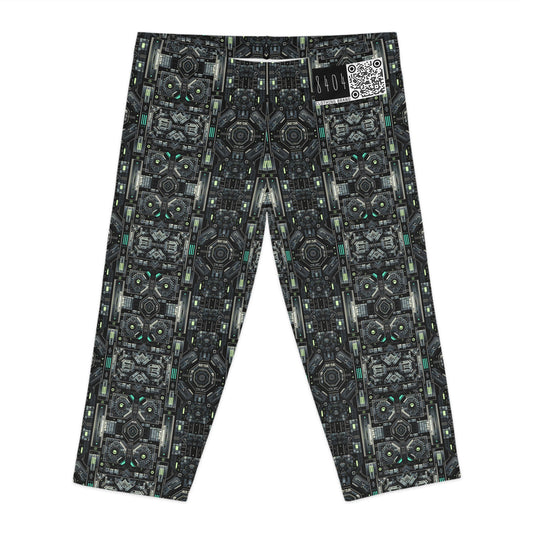 Tech Noir Tech-Forward Minimalism Women's Capri Leggings - 8404 Design-52
