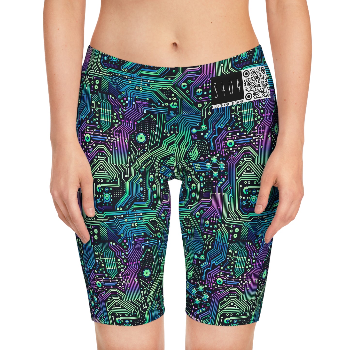 Tech-Infused Neon Tech-Forward Streetwear Women's Bike Shorts - 8404 Design-66