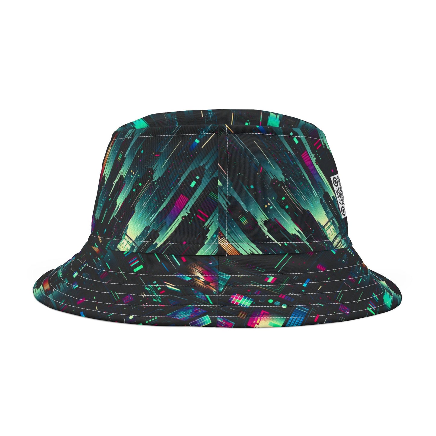 Tech Noir Graphics Cyberpunk Tech Aesthetic Bucket Hat - 8404 Design-57