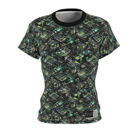 Tech-Infused Graphics Tech-Forward Streetwear Women's Cut & Sew Tee - 8404 Design-47
