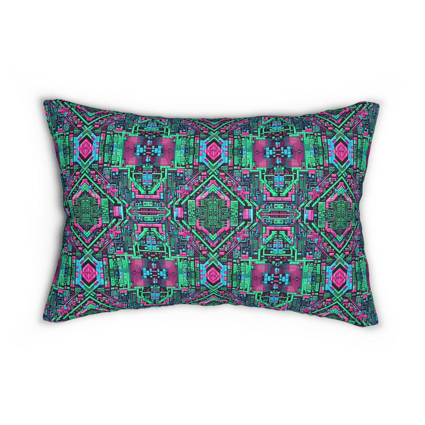 Digital Glitch Vibes Tech-Inspired Streetwear Spun Polyester Lumbar Pillow - 8404 Design-71 B