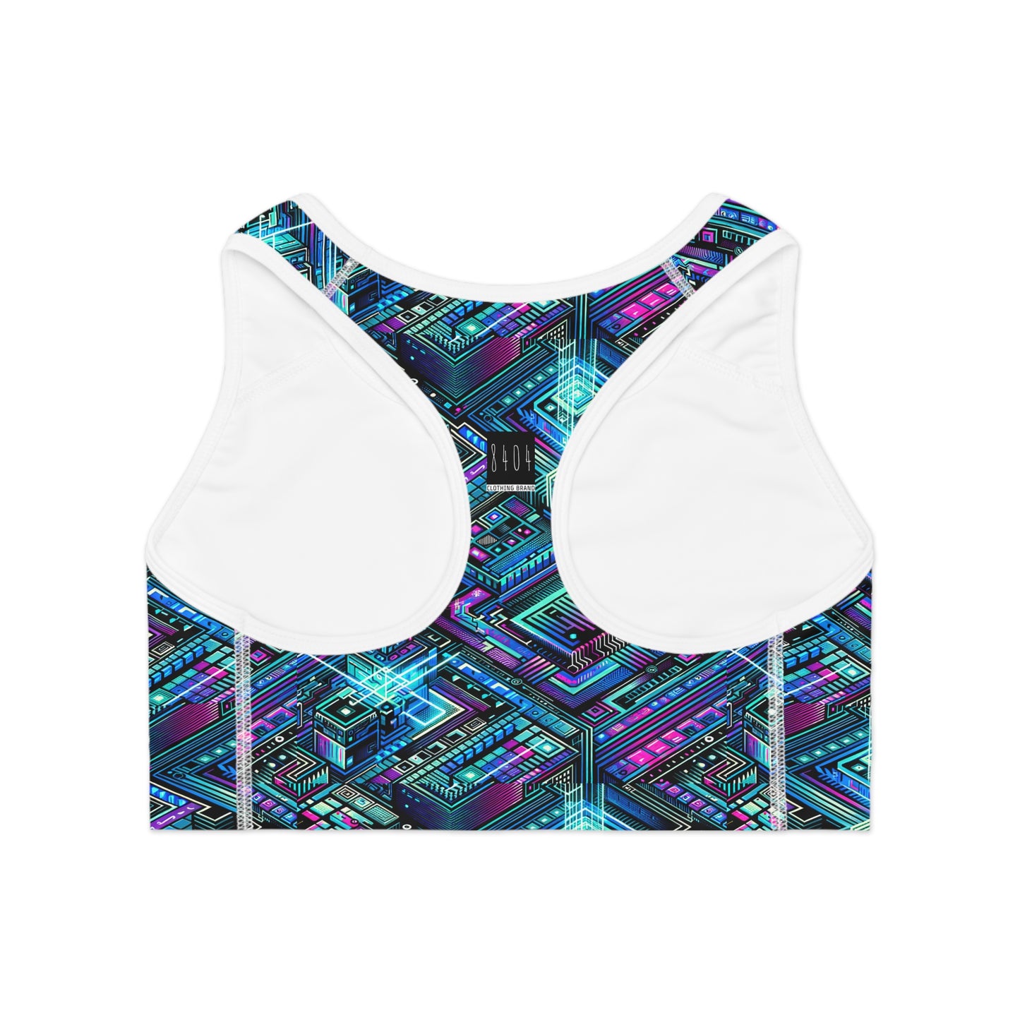 Digital Dreamland Futuristic Tech Aesthetic Sports Bra - 8404 Design-42