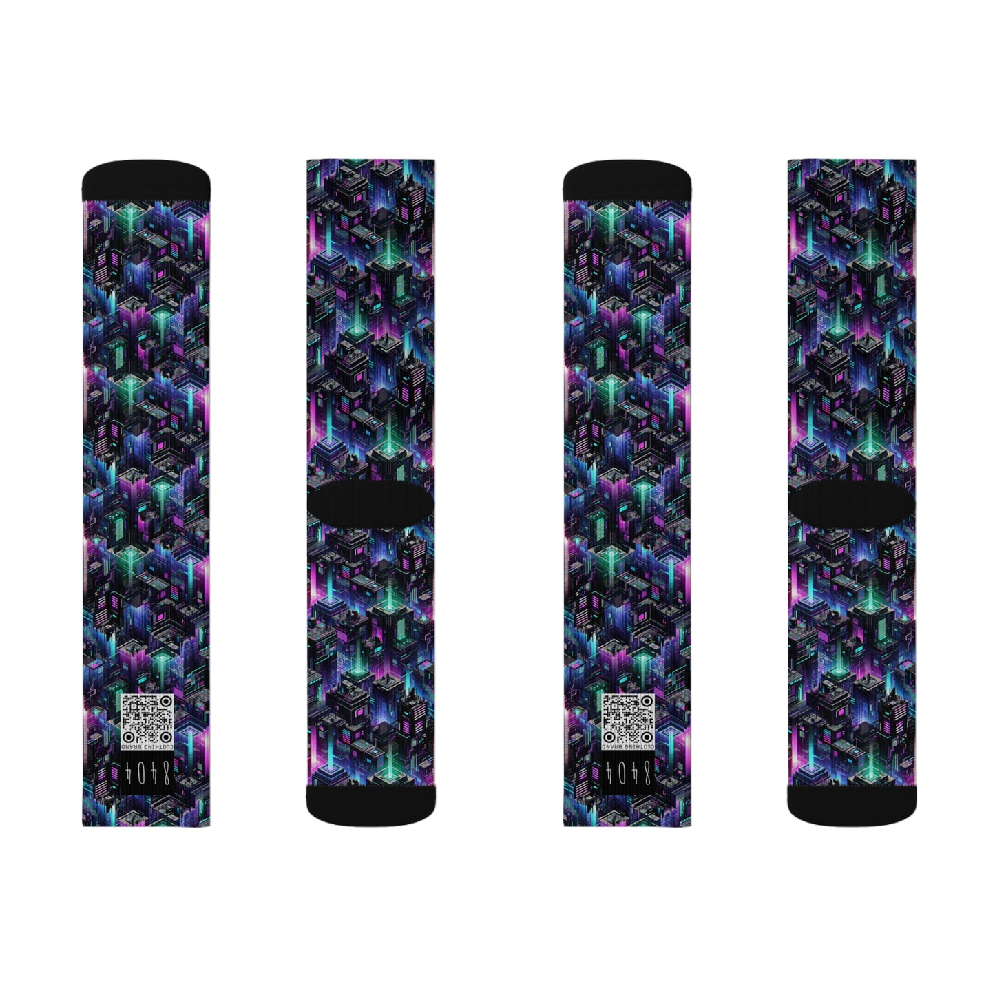Tech Noir Graphics Futuristic Tech Aesthetics Sublimation Socks - 8404 Design-55